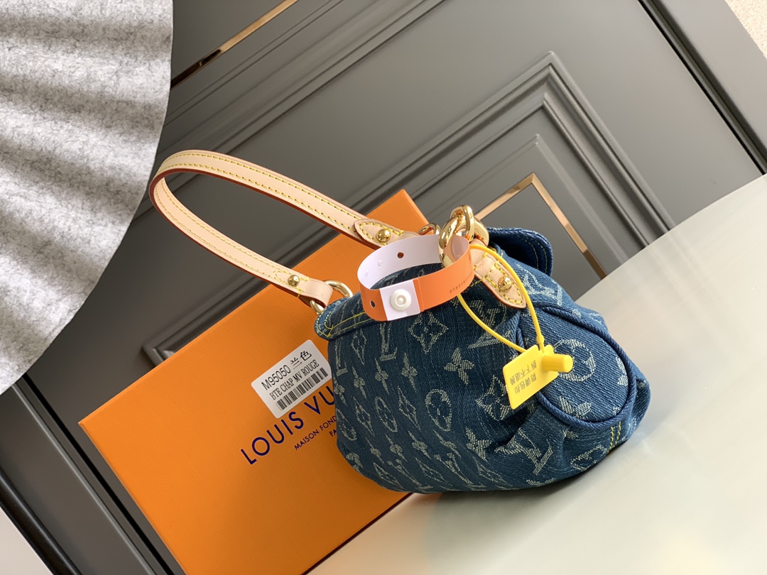 LOUIS VUITTON Mini Pleaty Shoulder Bag Monogram Denim M95050