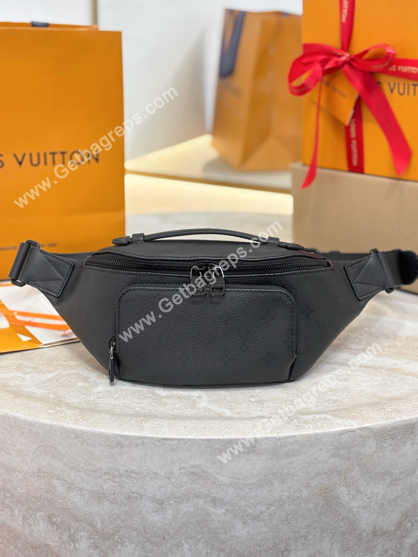 LV M26763 Rush Bumbag Black Monogram Midnight