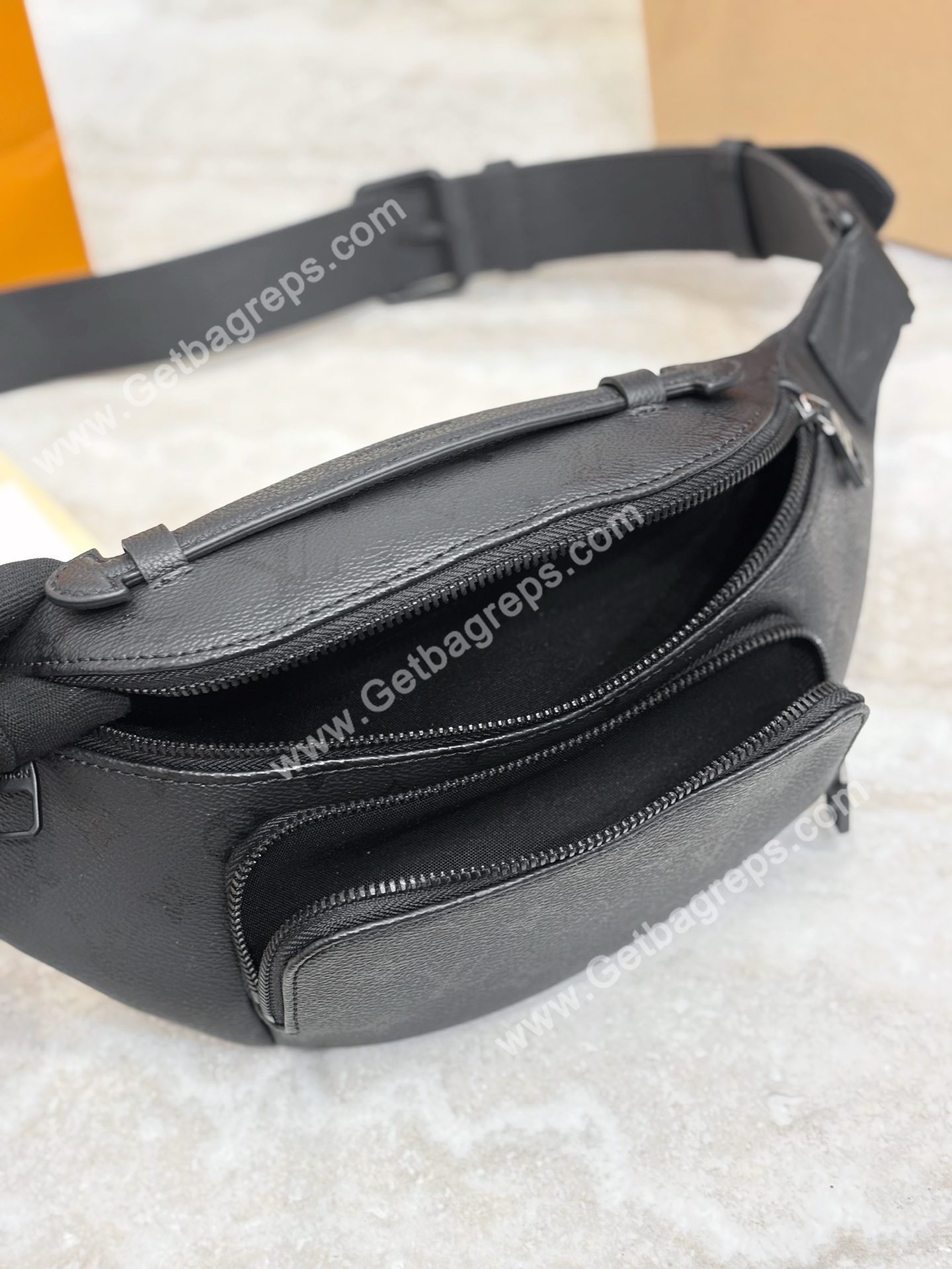 LV M26763 Rush Bumbag Black Monogram Midnight