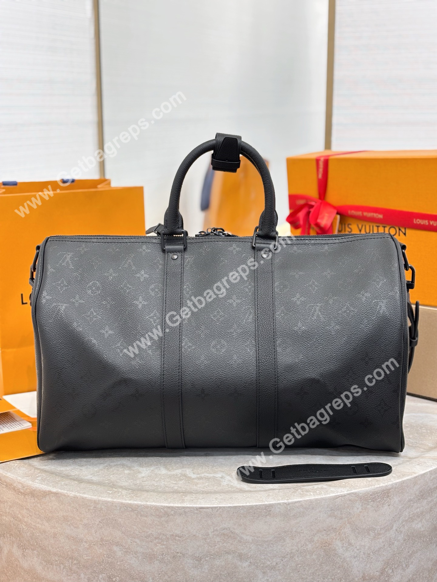 LV M28403 Keepall Bandouliere 45 Black Monogram Midnight