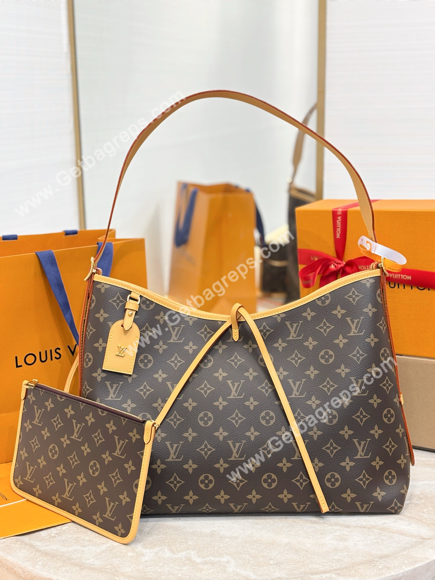 LV M46197 Carryall Monogram Canvas MM Hobo Bag