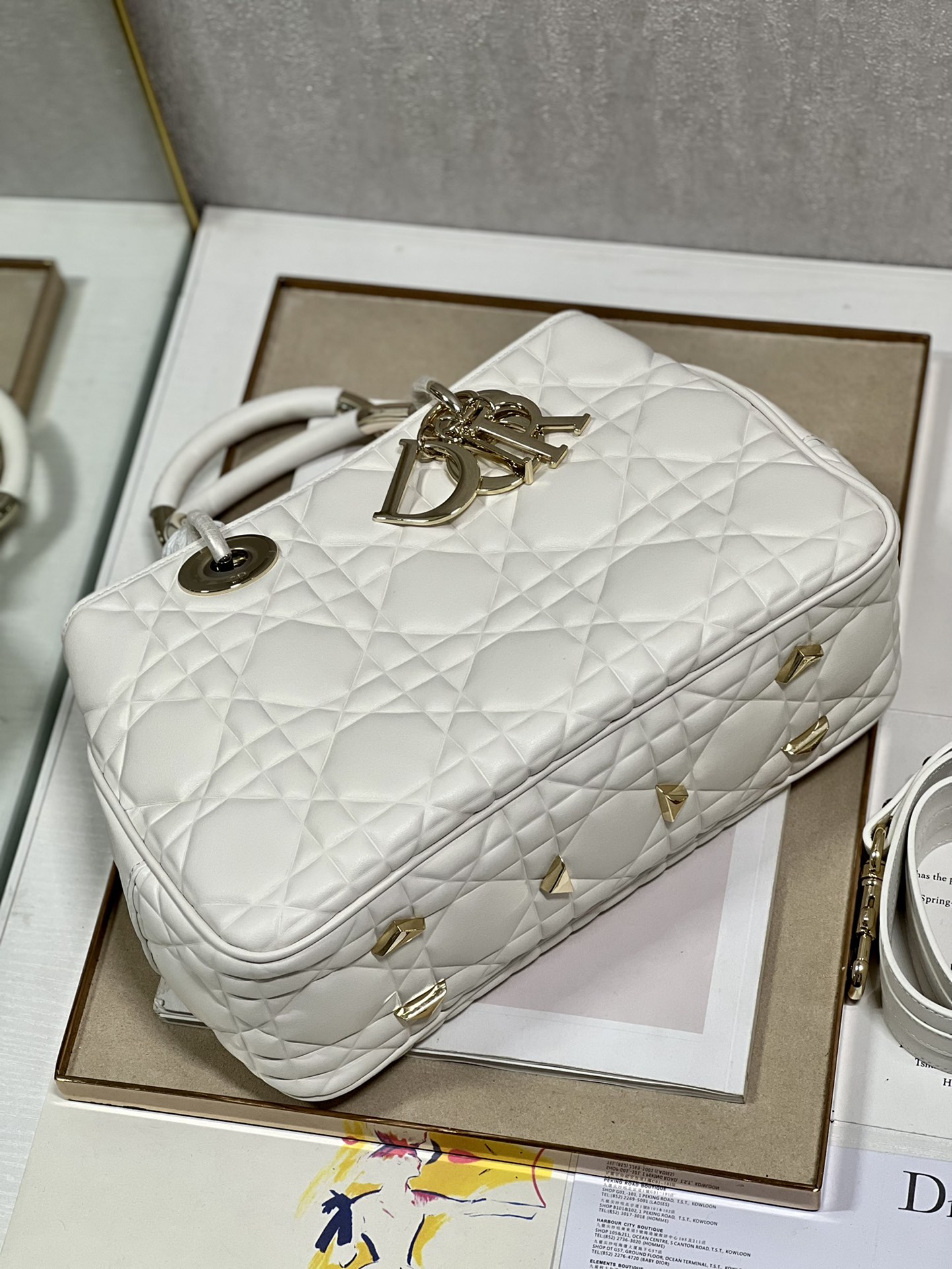 Lady Dior 95.22 Large White Cannage Lambskin With Gold Hardware 