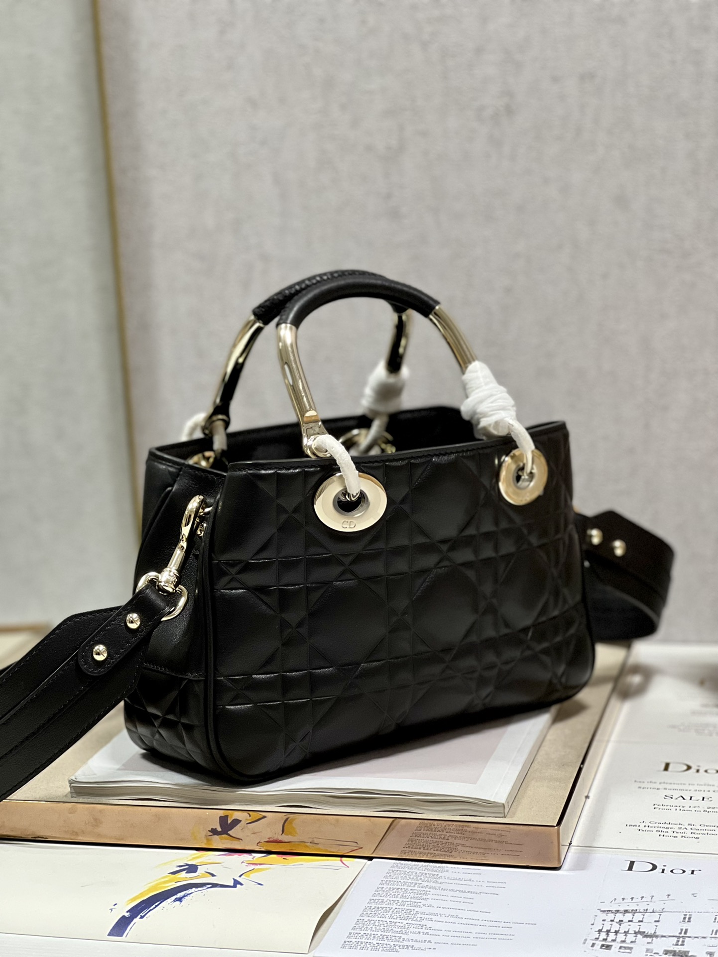 Lady Dior 95.22 Medium Black Cannage Lambskin With Gold Hardware 