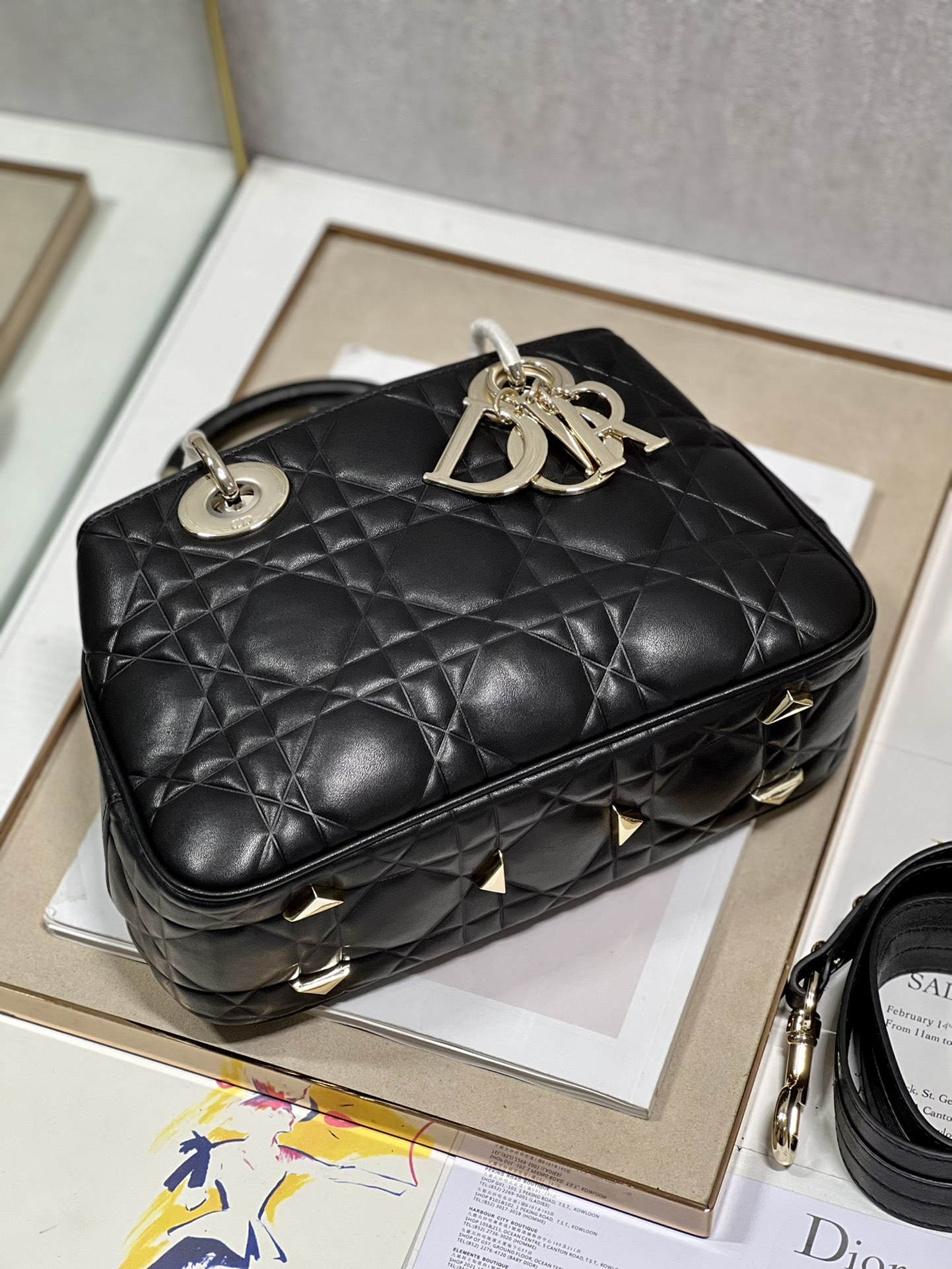 Lady Dior 95.22 Medium Black Cannage Lambskin With Gold Hardware 