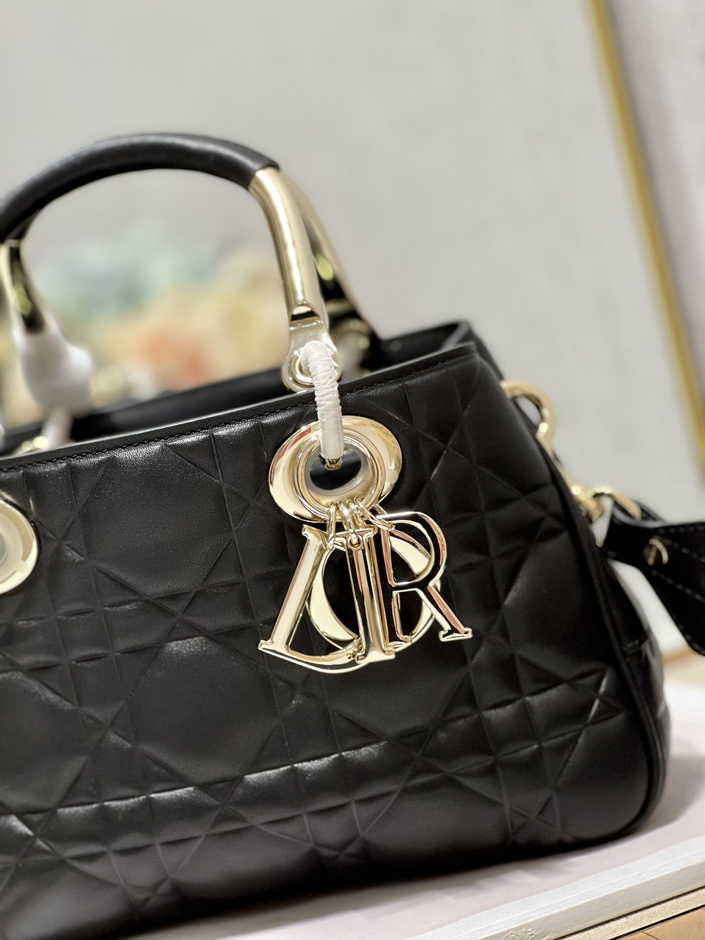 Lady Dior 95.22 Medium Black Cannage Lambskin With Gold Hardware 