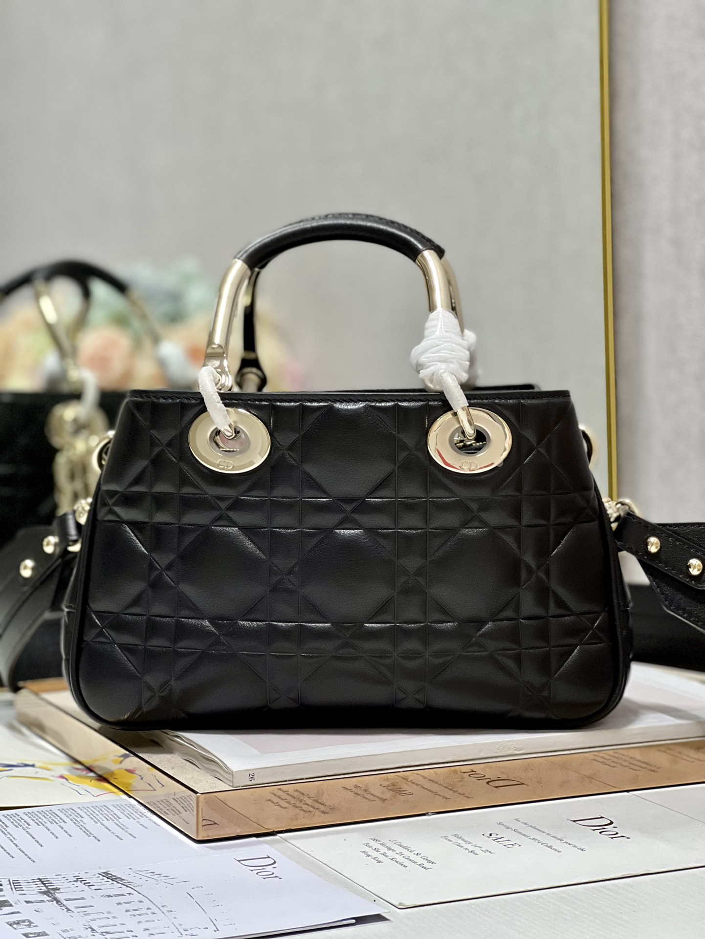 Lady Dior 95.22 Medium Black Cannage Lambskin With Gold Hardware 