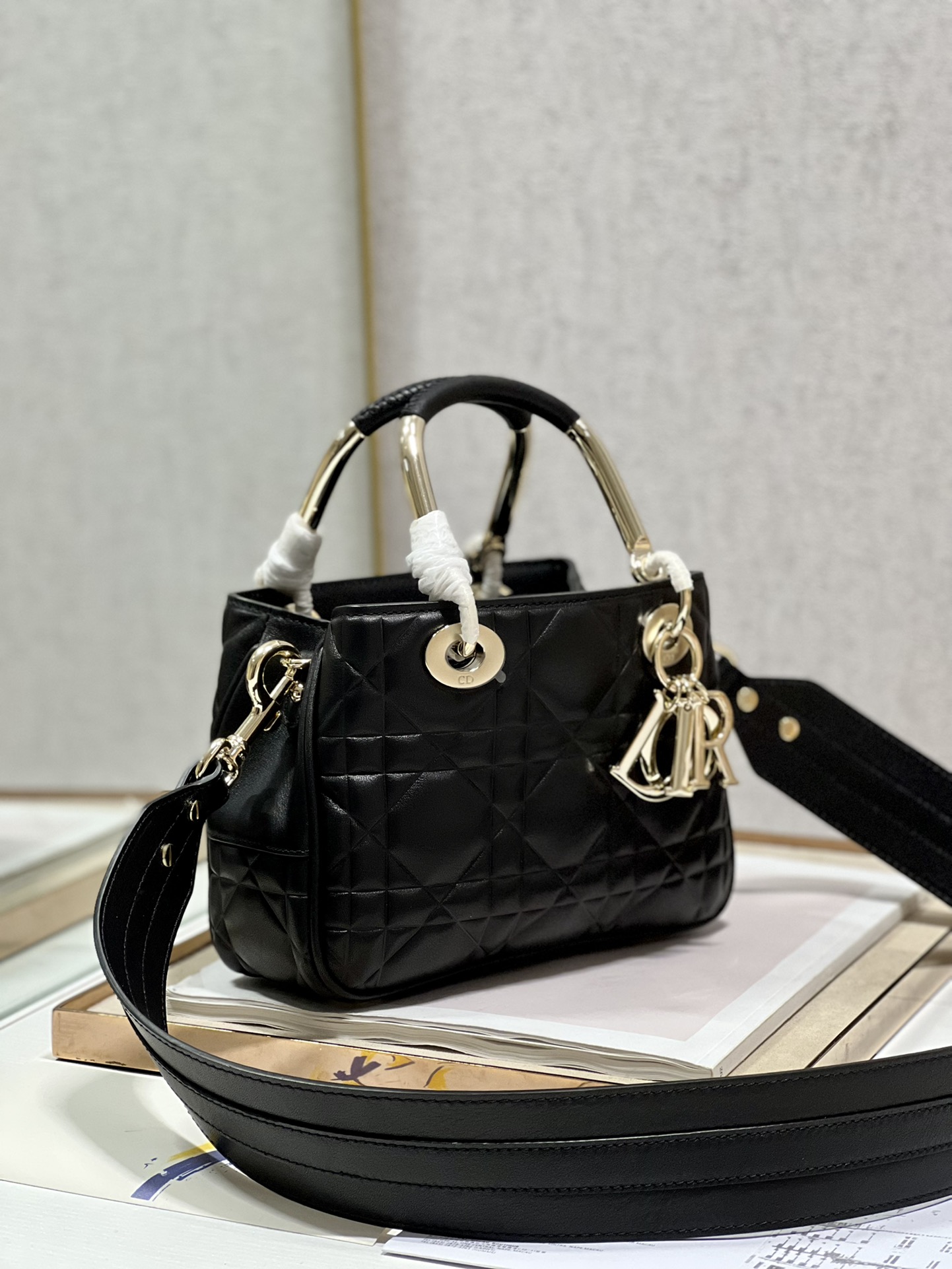 Lady Dior 95.22 Small Black Cannage Lambskin With Gold Hardware 