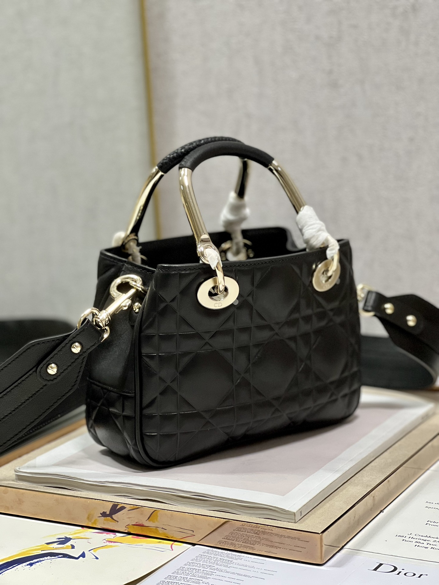 Lady Dior 95.22 Small Black Cannage Lambskin With Gold Hardware 