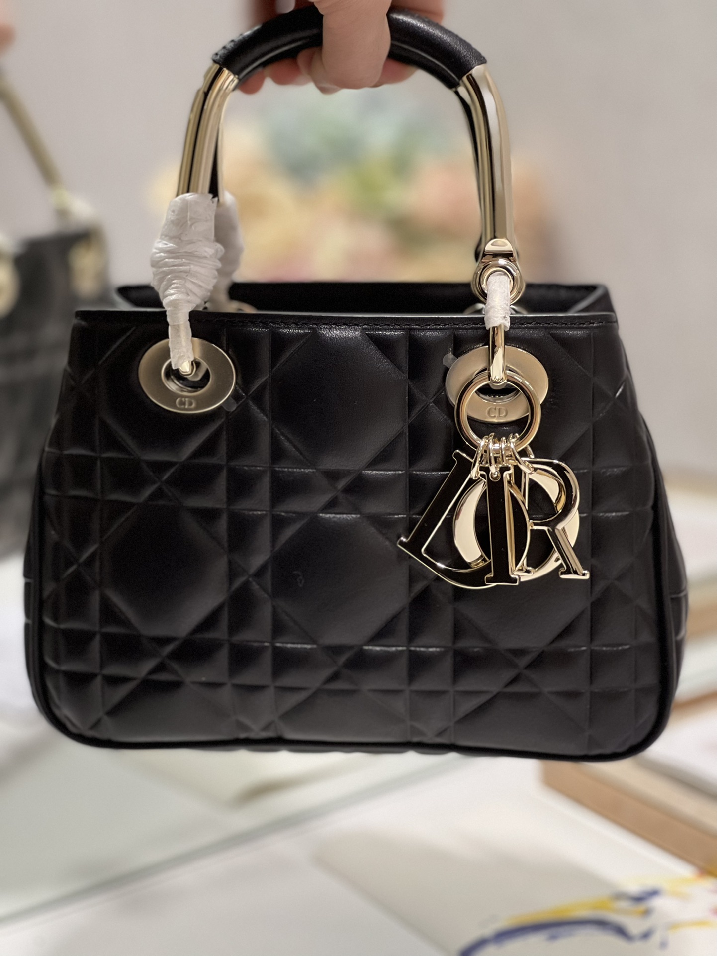 Lady Dior 95.22 Small Black Cannage Lambskin With Gold Hardware 