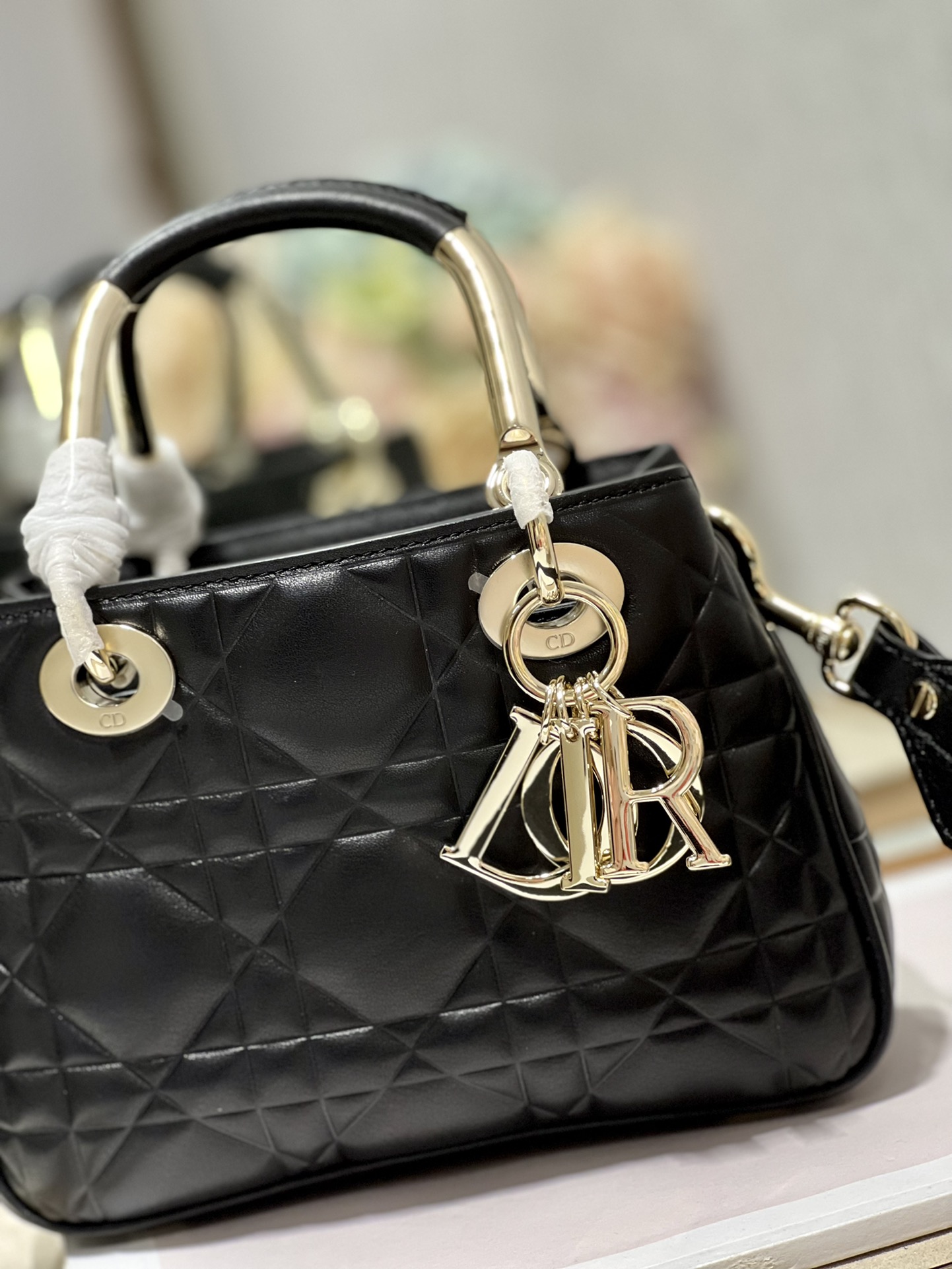 Lady Dior 95.22 Small Black Cannage Lambskin With Gold Hardware 