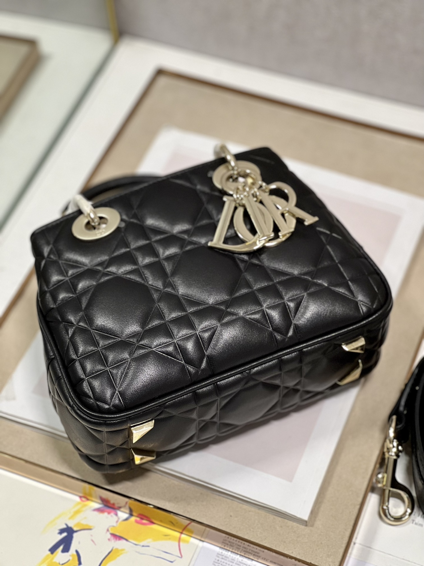 Lady Dior 95.22 Small Black Cannage Lambskin With Gold Hardware 