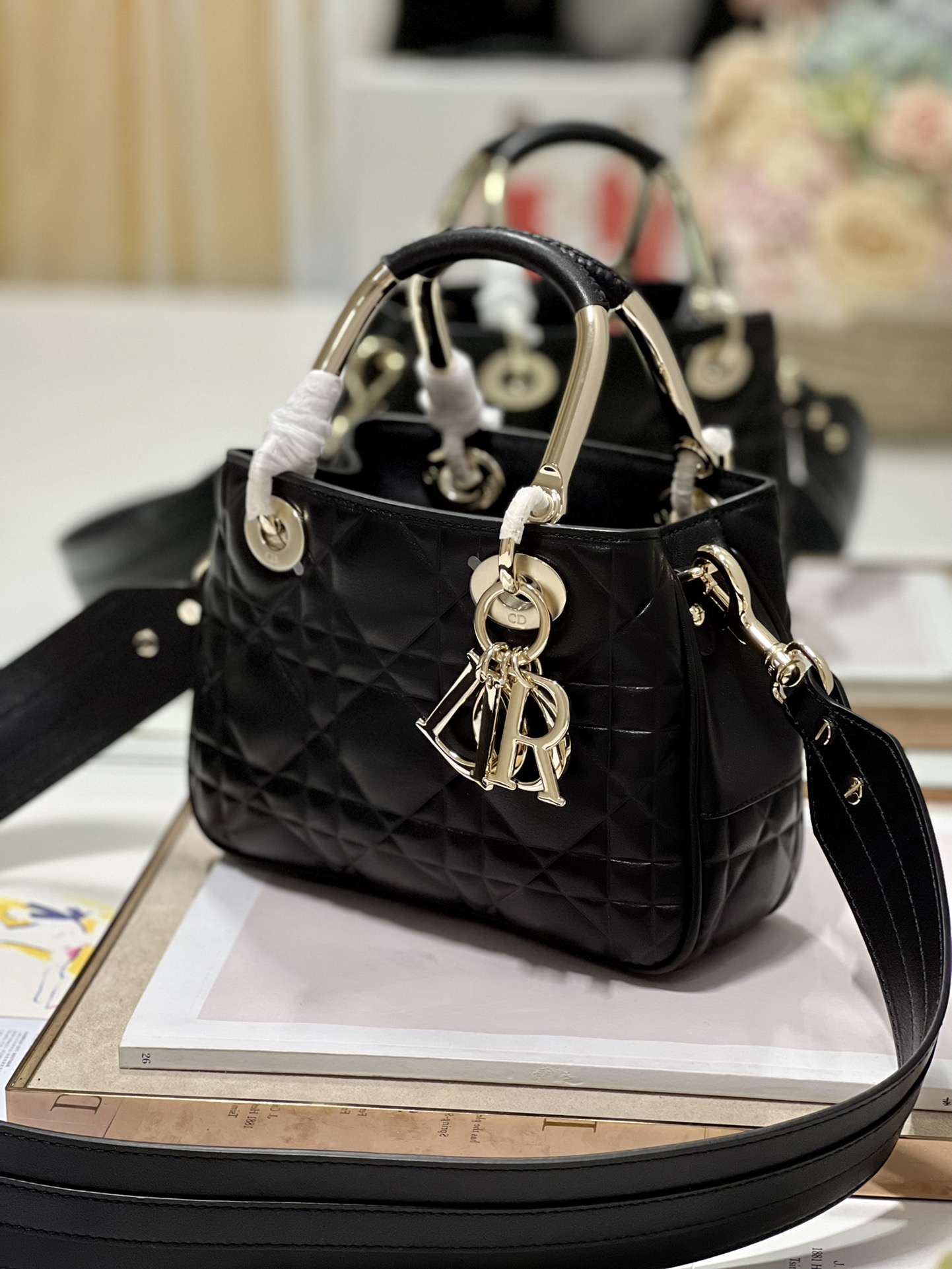 Lady Dior 95.22 Small Black Cannage Lambskin With Gold Hardware 