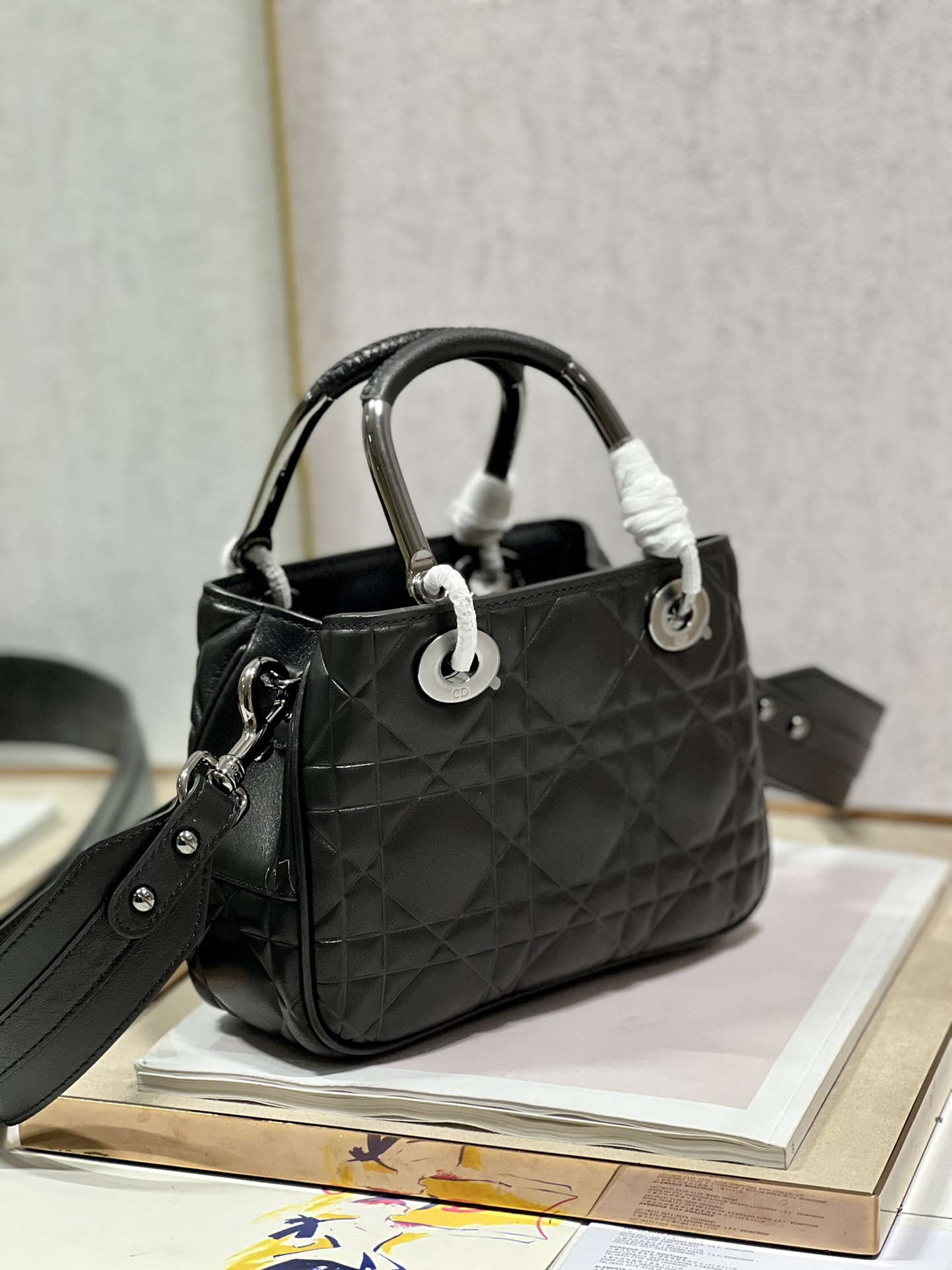 Lady Dior 95.22 Small Black Cannage Lambskin With Silver Hardware 