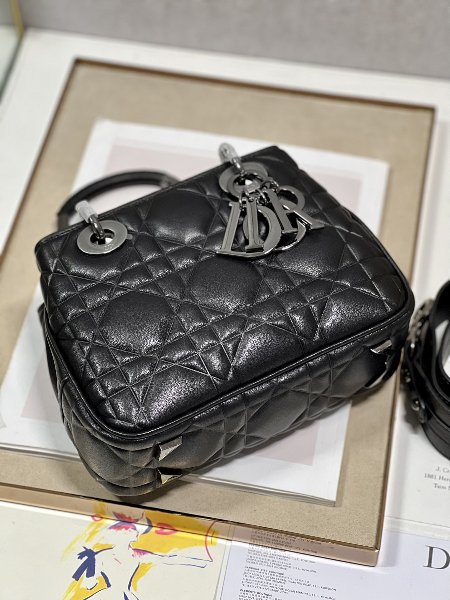 Lady Dior 95.22 Small Black Cannage Lambskin With Silver Hardware 