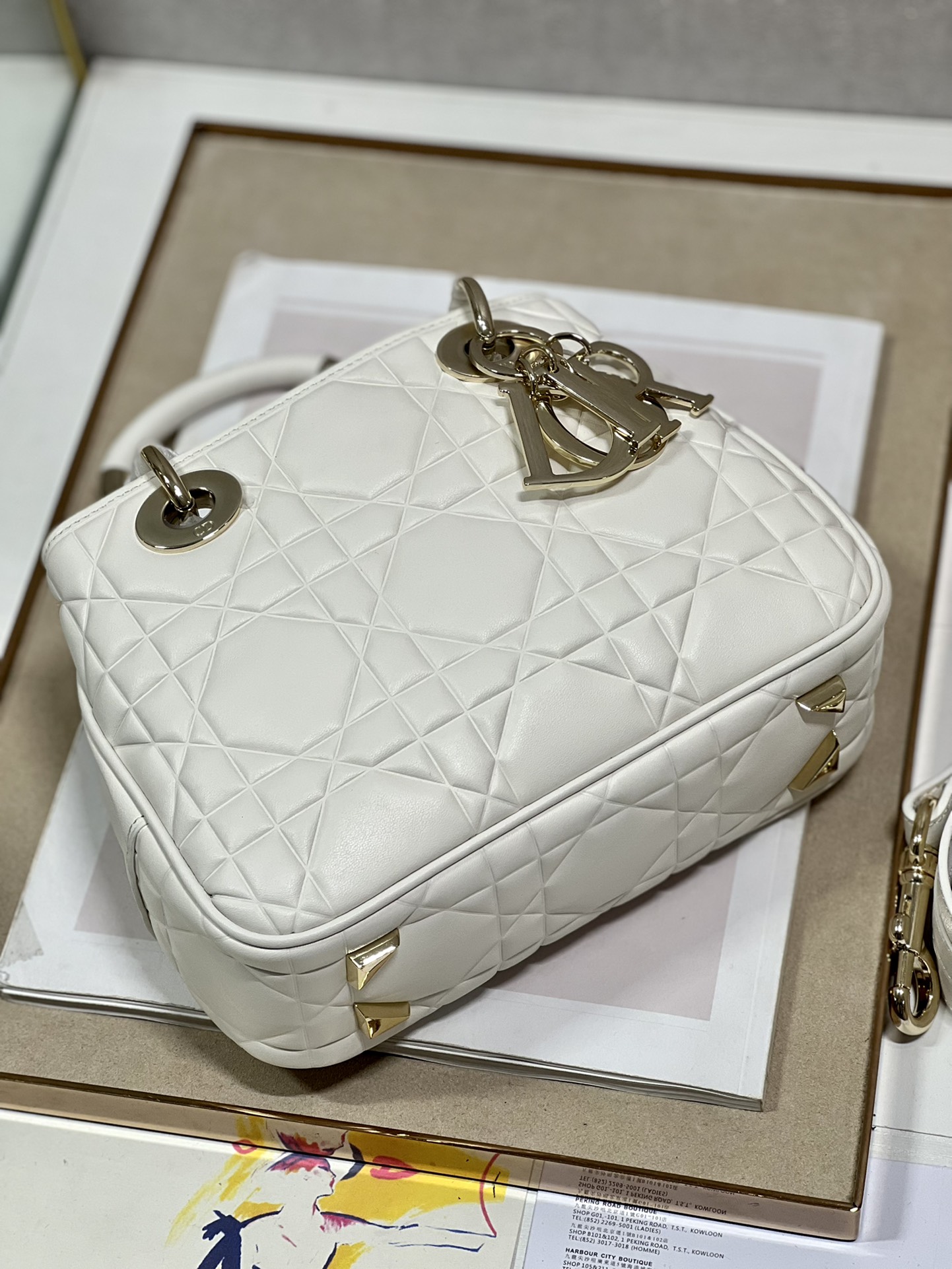 Lady Dior 95.22 Small White Cannage Lambskin With Gold Hardware 