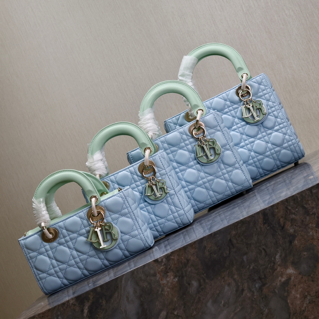 Lady Dior Blue and Light Green 4 Different size