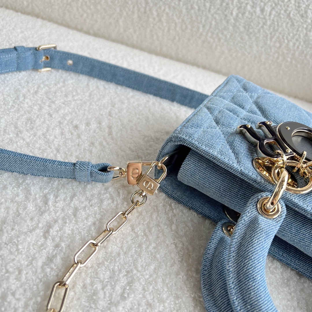 Lady Dior D-JOY Bag Blue Cannage Denim