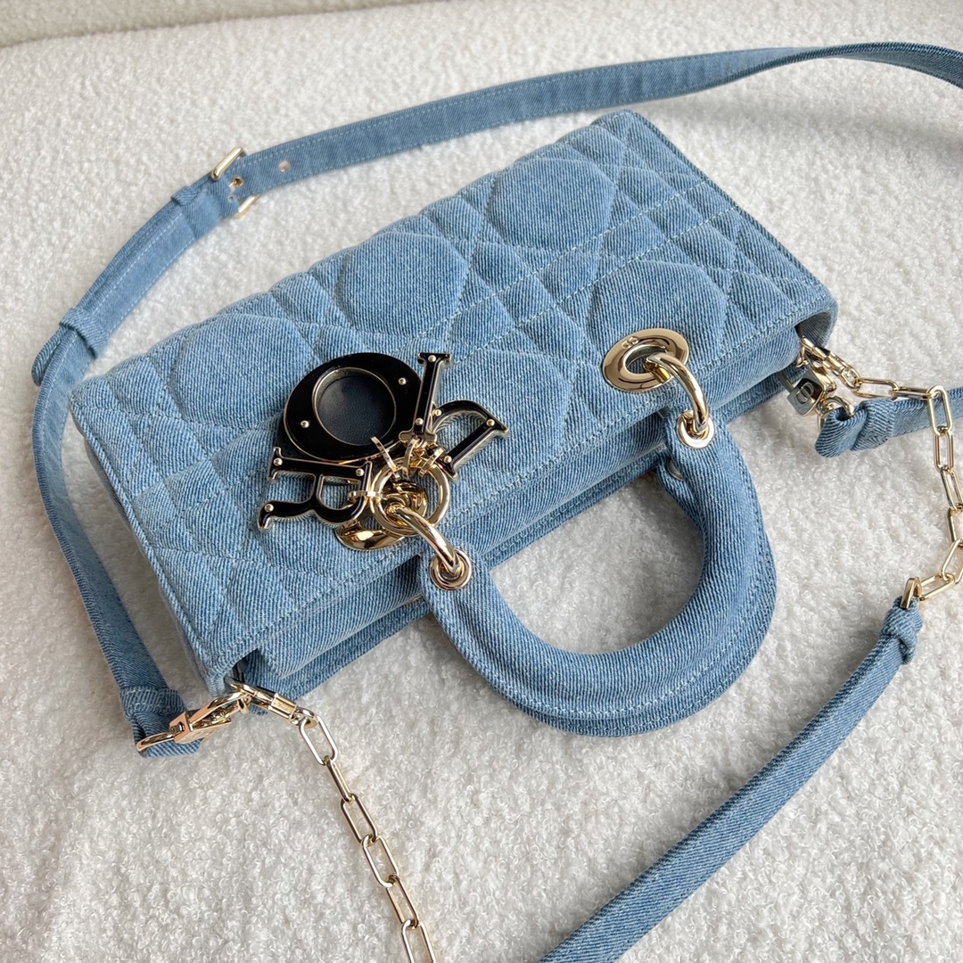 Lady Dior D-JOY Bag Blue Cannage Denim