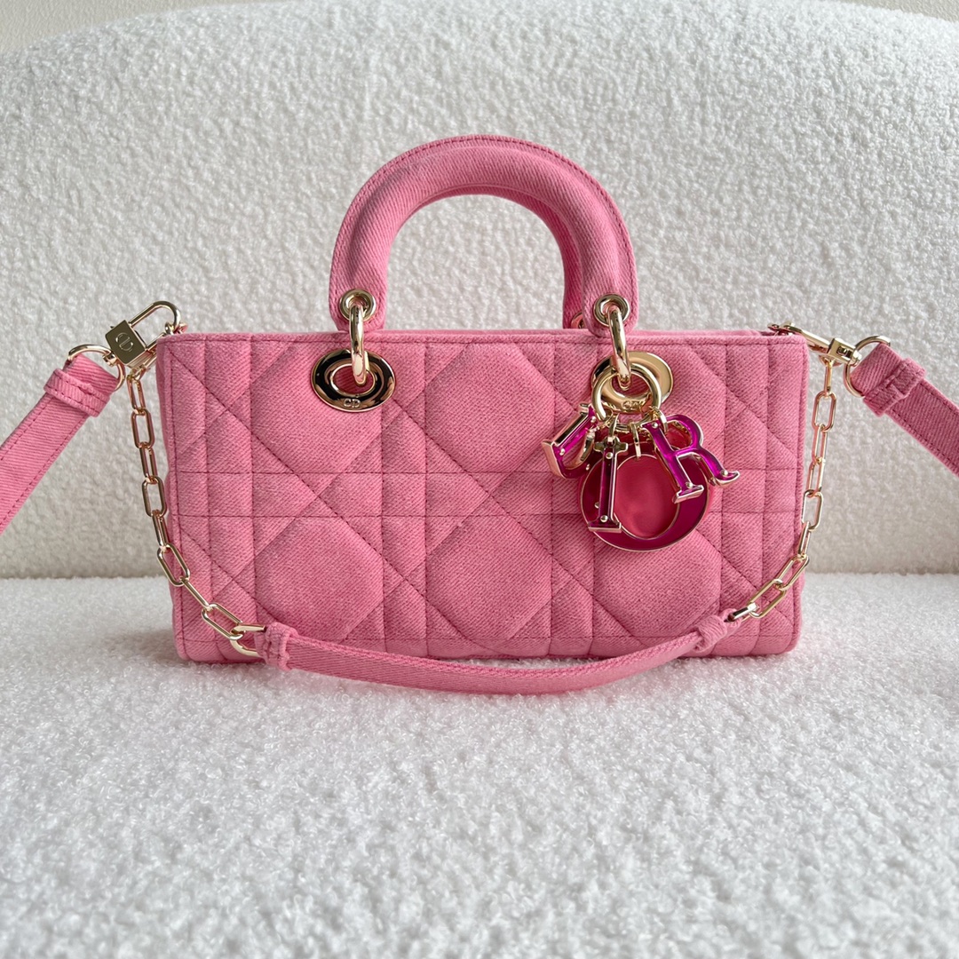 Lady Dior D-JOY Bag Bright Pink Cannage Denim