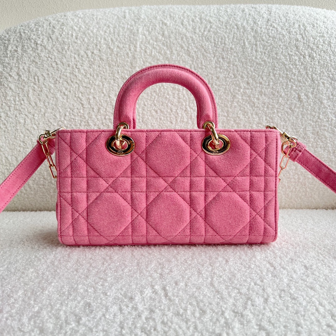 Lady Dior D-JOY Bag Bright Pink Cannage Denim