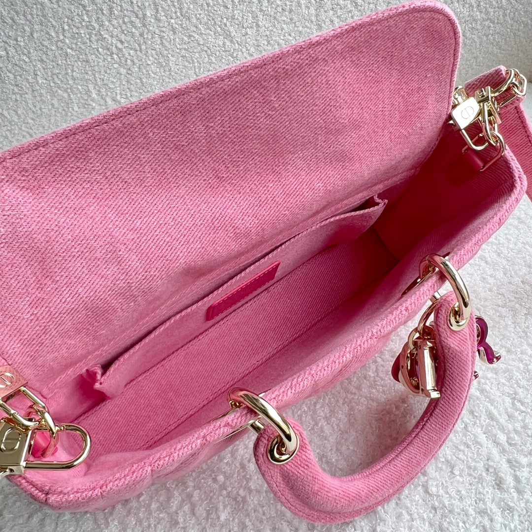 Lady Dior D-JOY Bag Bright Pink Cannage Denim