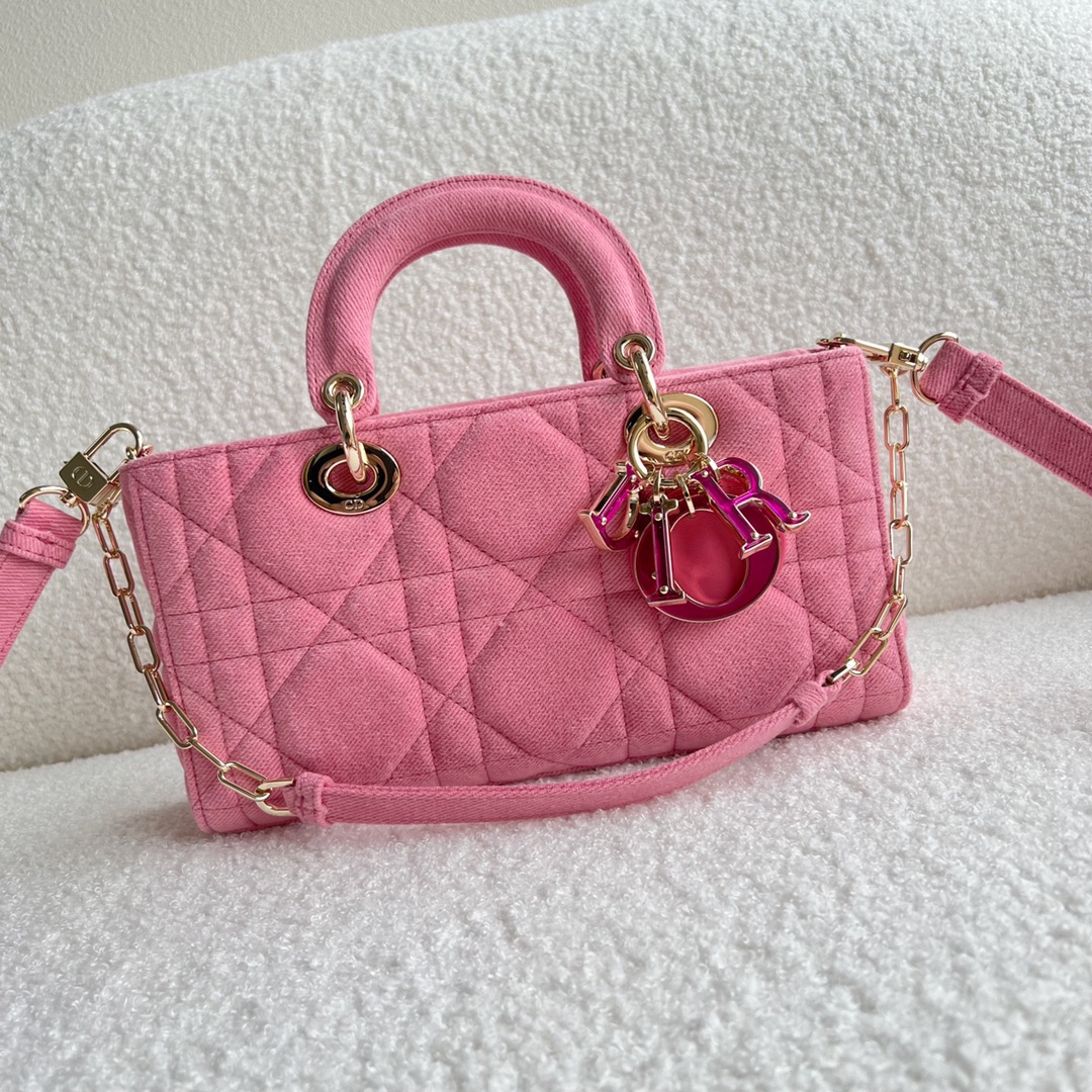 Lady Dior D-JOY Bag Bright Pink Cannage Denim