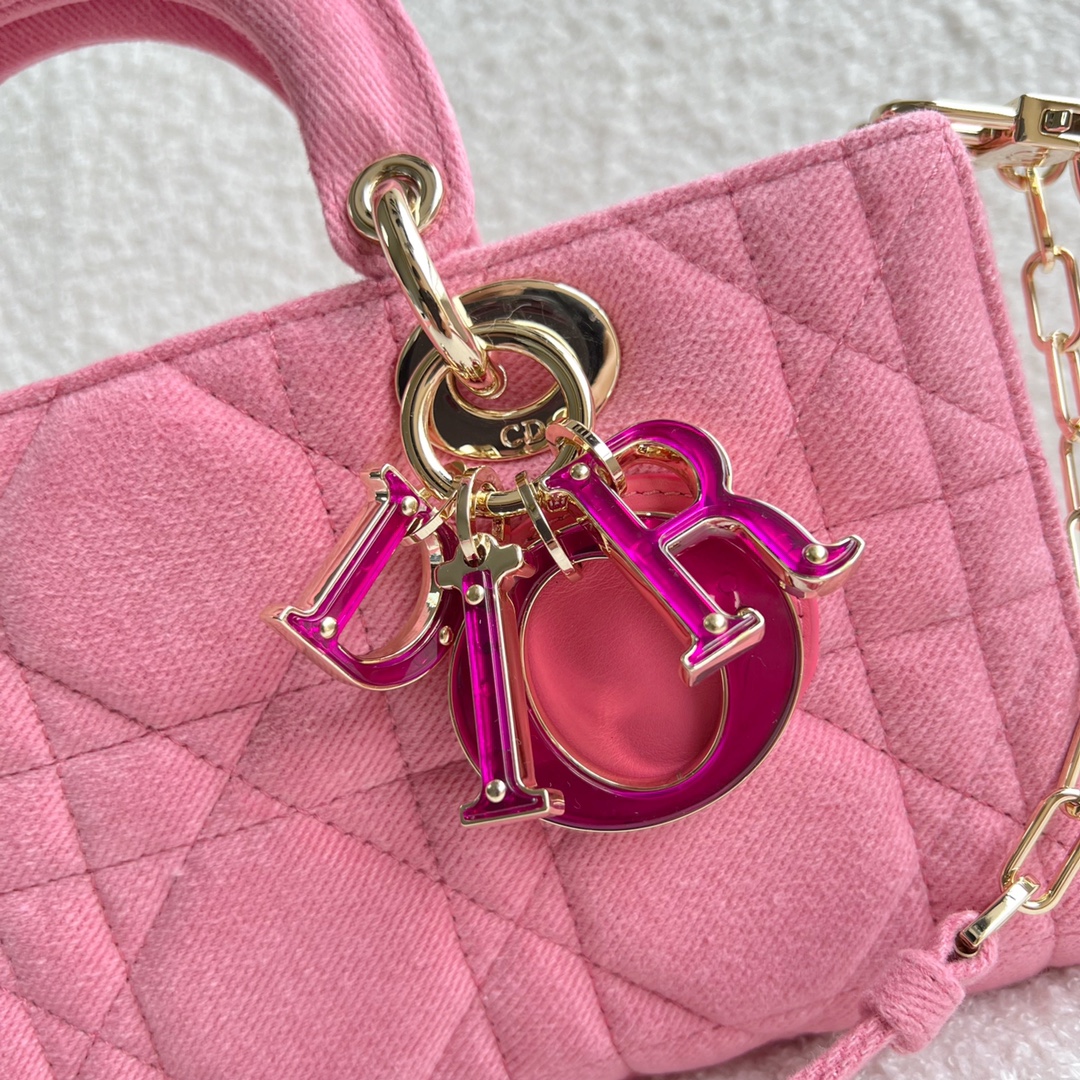 Lady Dior D-JOY Bag Bright Pink Cannage Denim