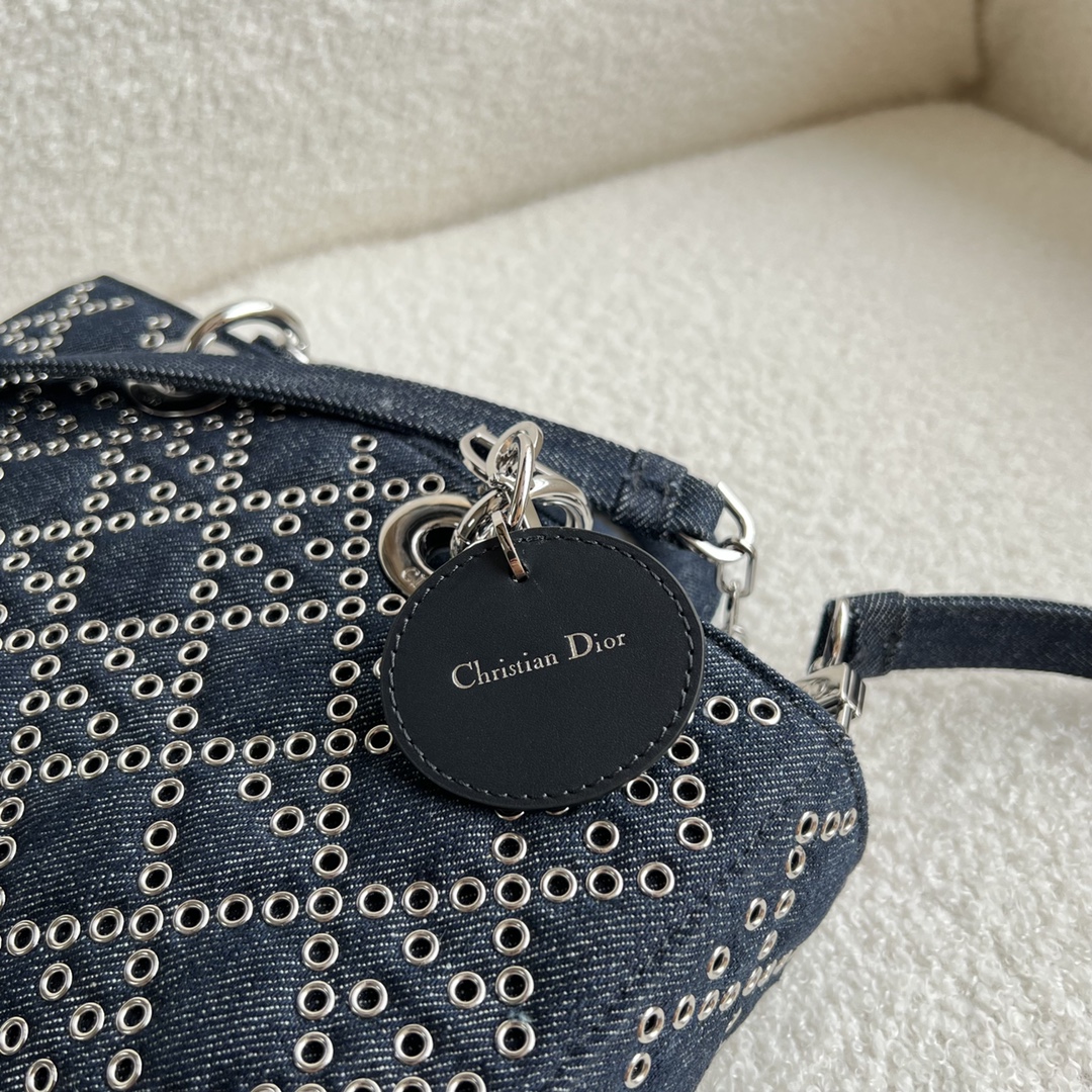 Lady Dior D-JOY Bag Eyelet Blue Cannage Denim