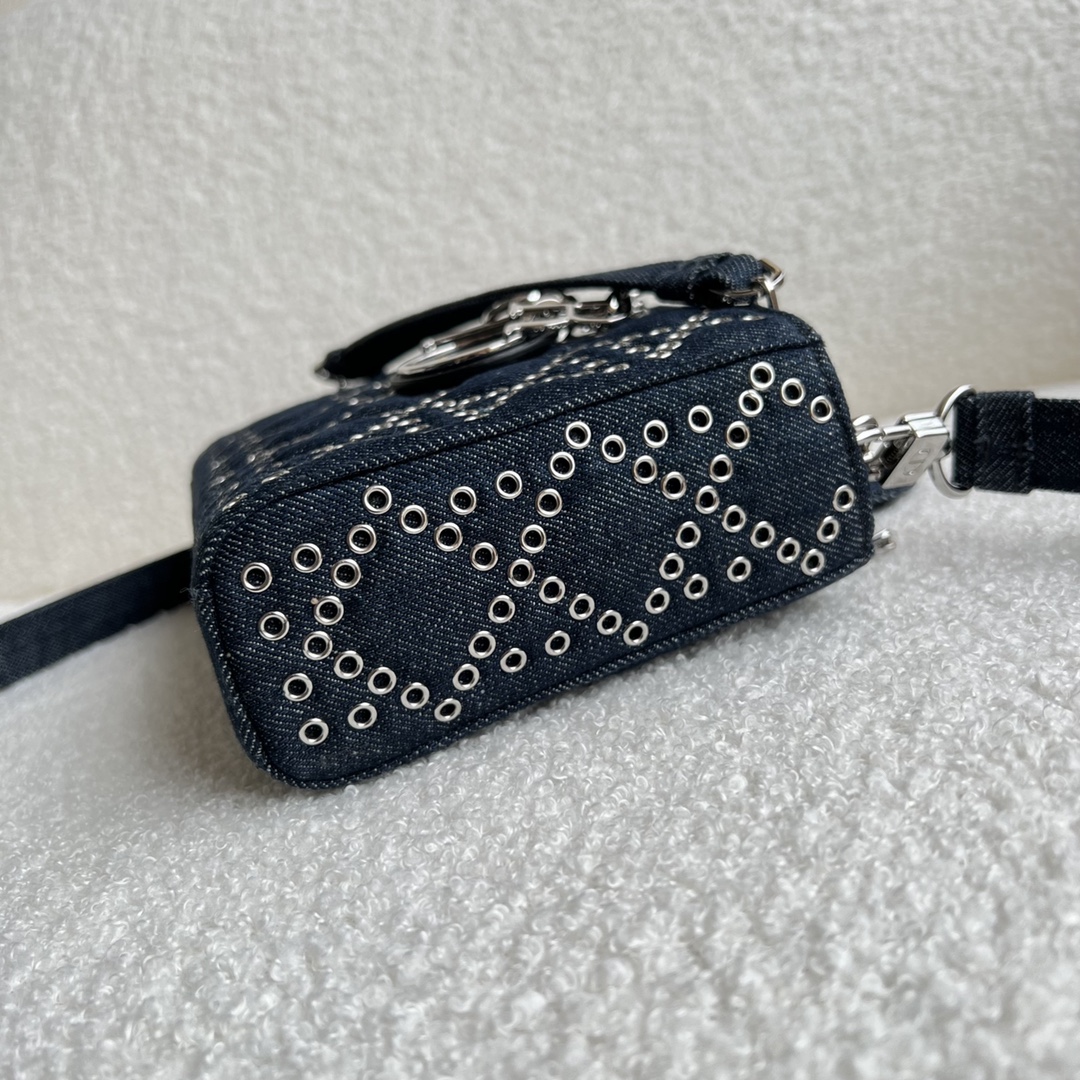 Lady Dior D-JOY Bag Eyelet Blue Cannage Denim