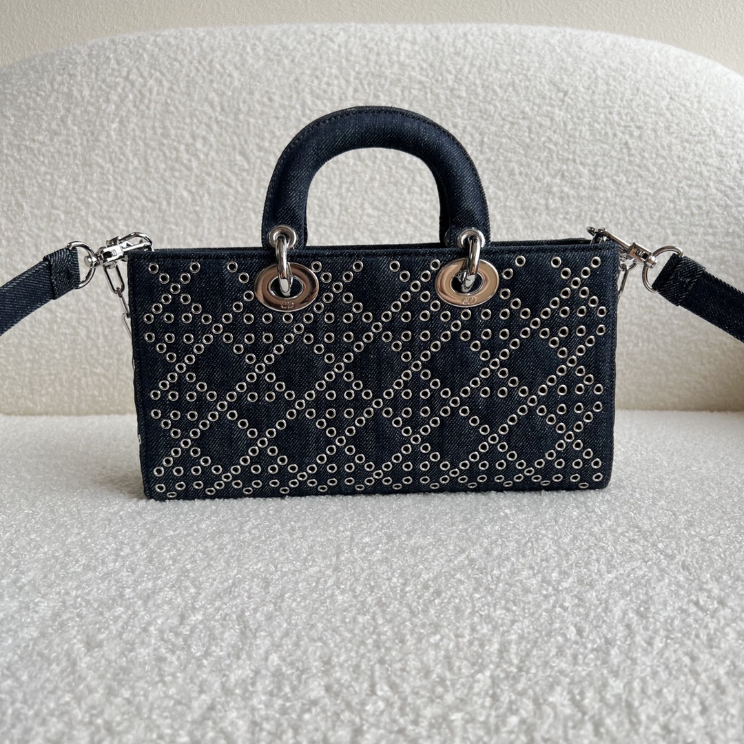 Lady Dior D-JOY Bag Eyelet Blue Cannage Denim