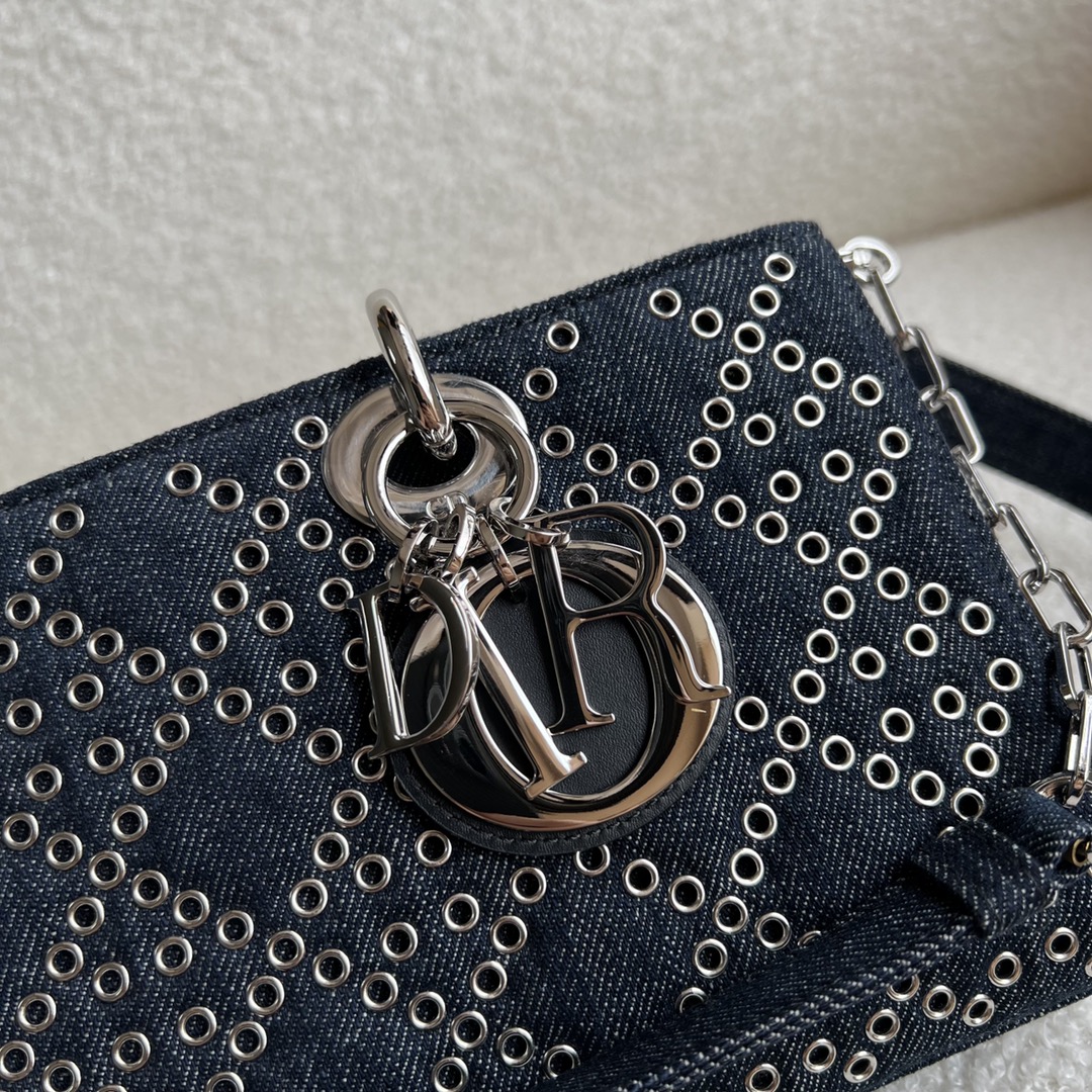 Lady Dior D-JOY Bag Eyelet Blue Cannage Denim