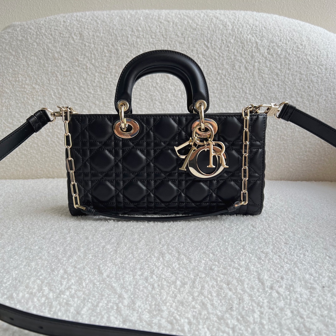 Lady Dior D-JOY Bag Latte Cannage Lambskin Black