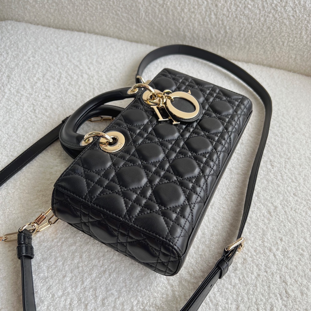 Lady Dior D-JOY Bag Latte Cannage Lambskin Black