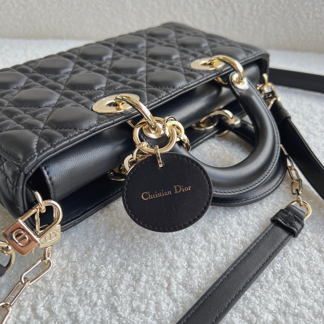 Lady Dior D-JOY Bag Latte Cannage Lambskin Black