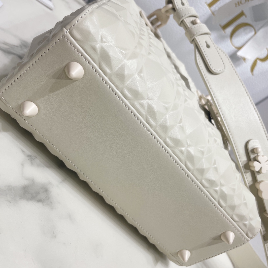 Lady Dior My ABCDior Bag White Cannage Calfskin with Diamond Motif