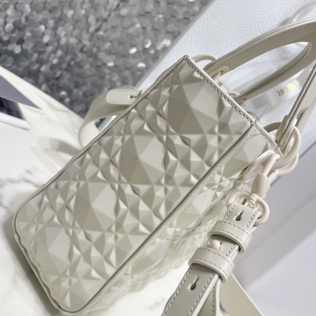 Lady Dior My ABCDior Bag White Cannage Calfskin with Diamond Motif