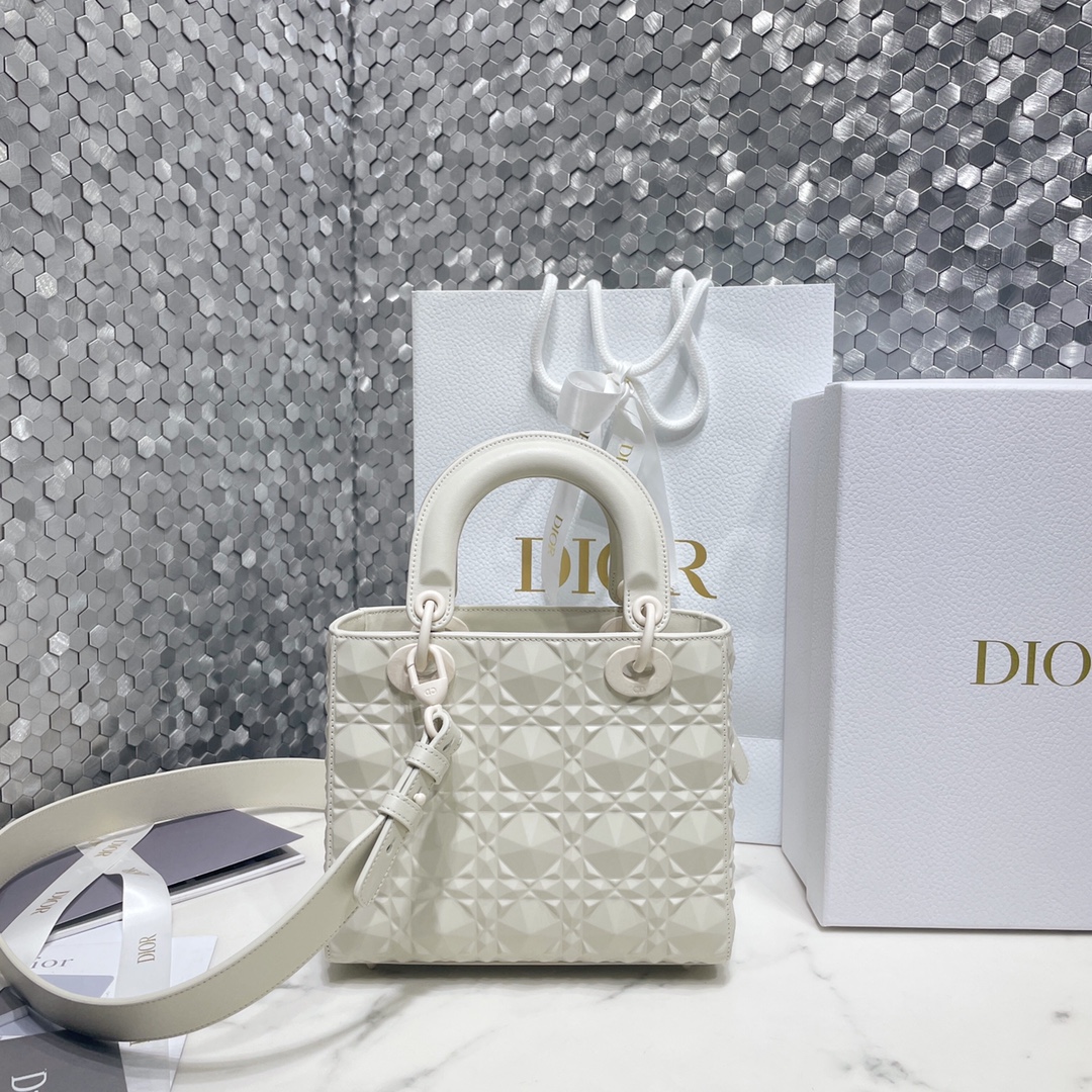 Lady Dior My ABCDior Bag White Cannage Calfskin with Diamond Motif