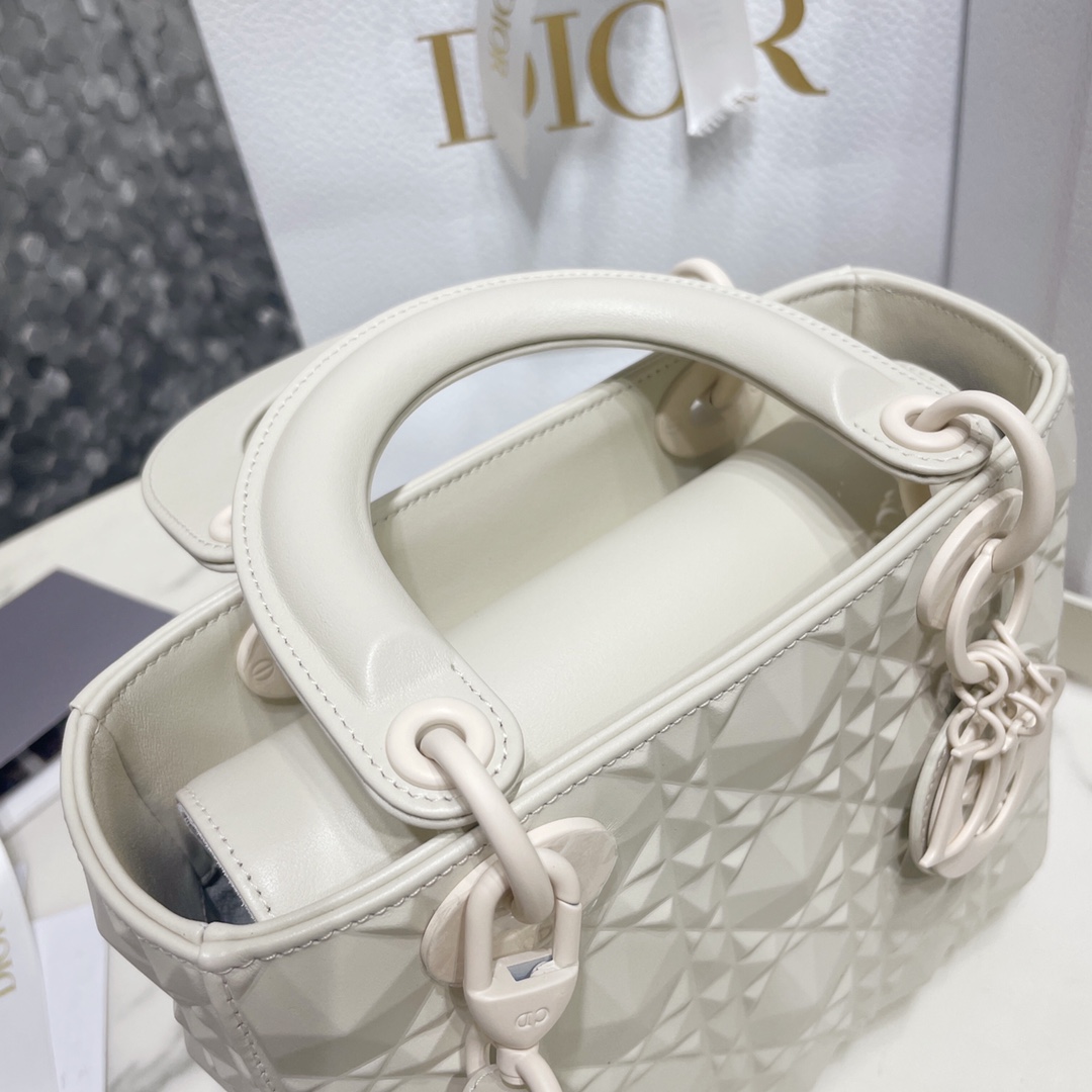 Lady Dior My ABCDior Bag White Cannage Calfskin with Diamond Motif