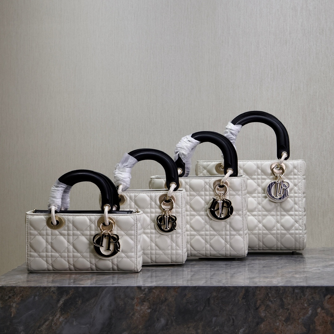 Lady Dior White and Black 4 Different size