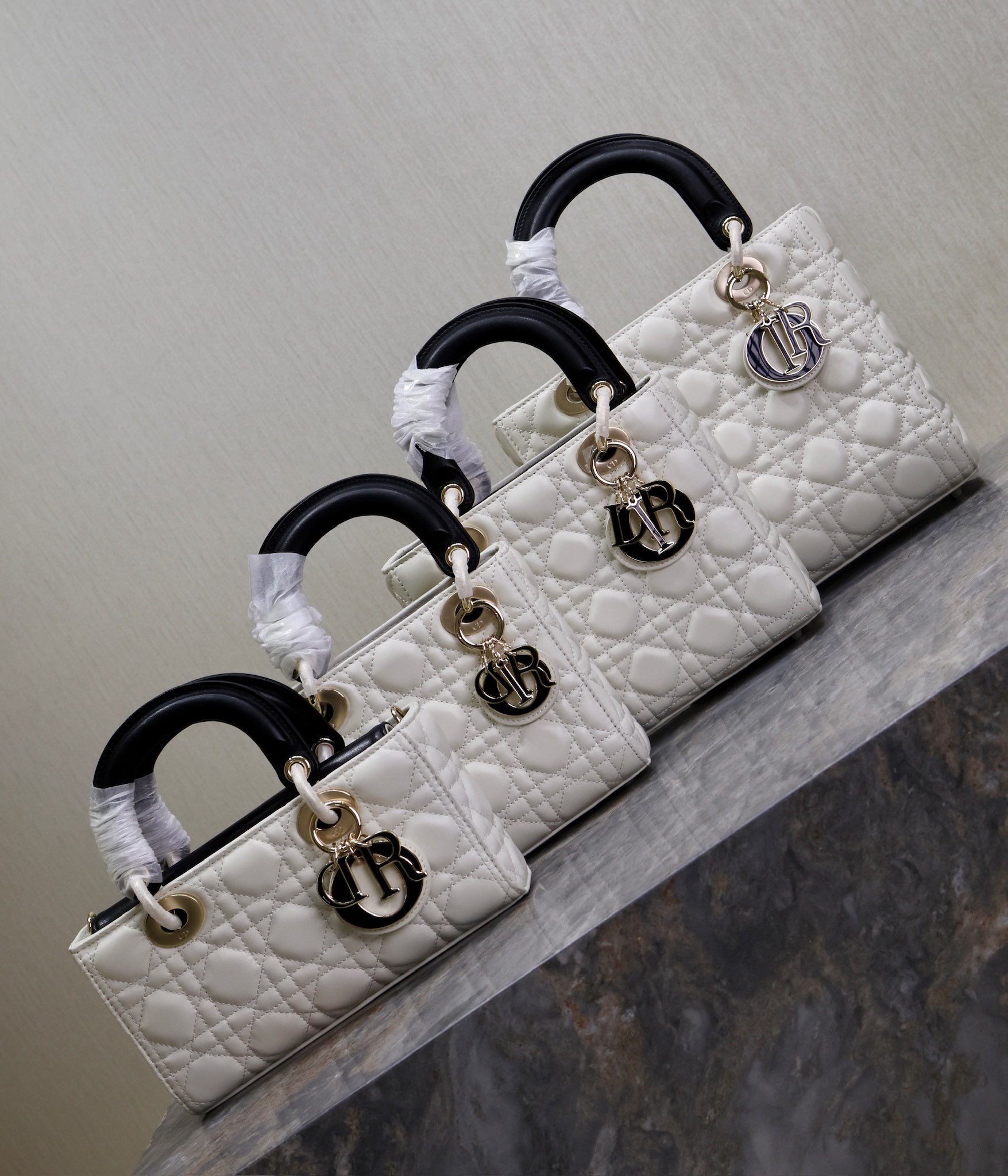 Lady Dior White and Black 4 Different size