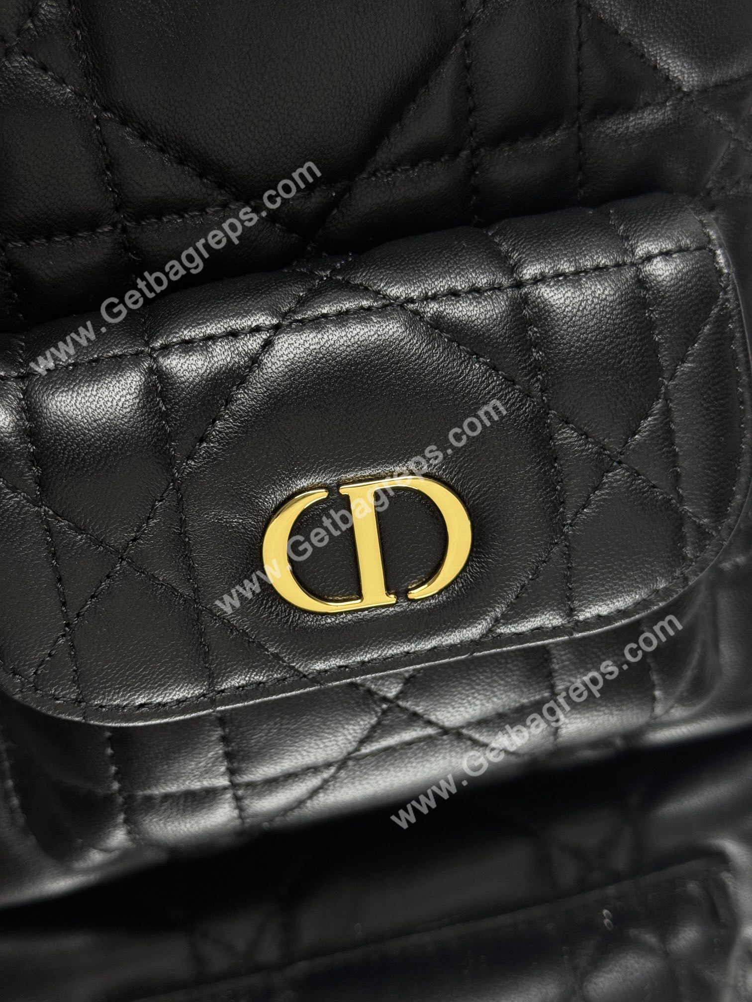 Large Dior Caro Bucket Bag Black
