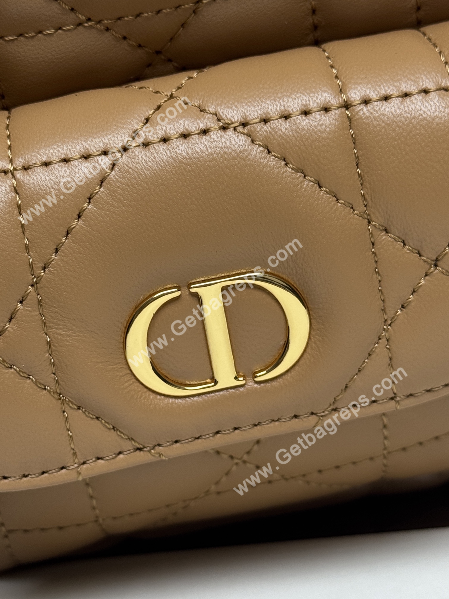 Large Dior Caro Bucket Bag Light Gold