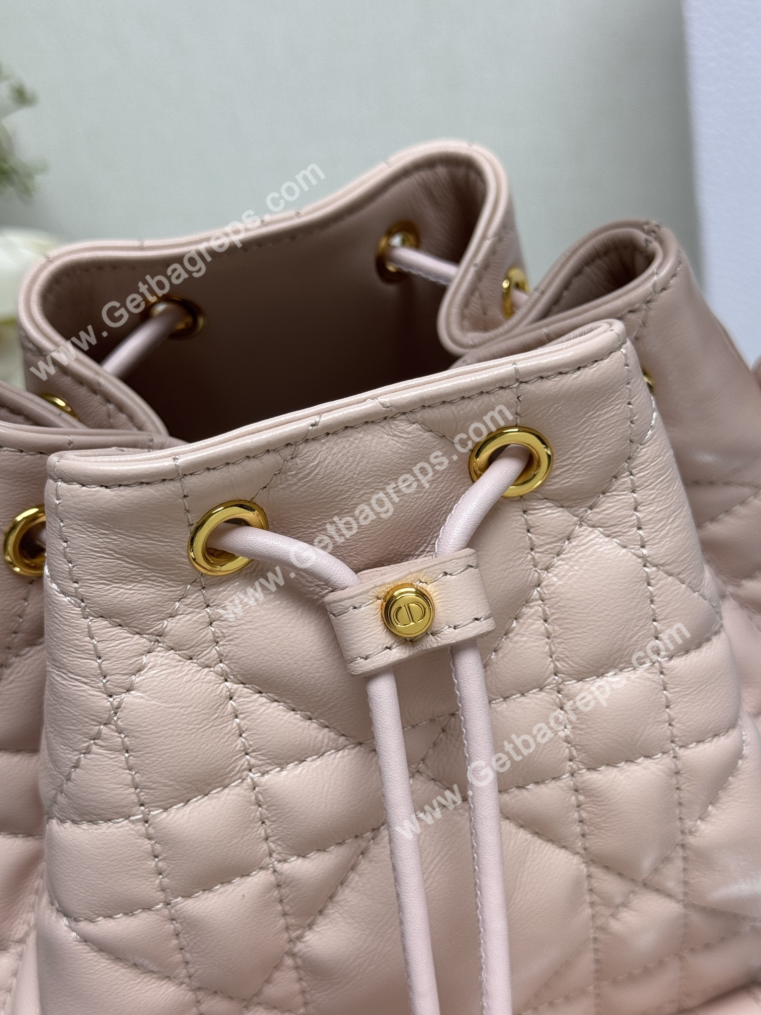Large Dior Caro Bucket Bag Pink