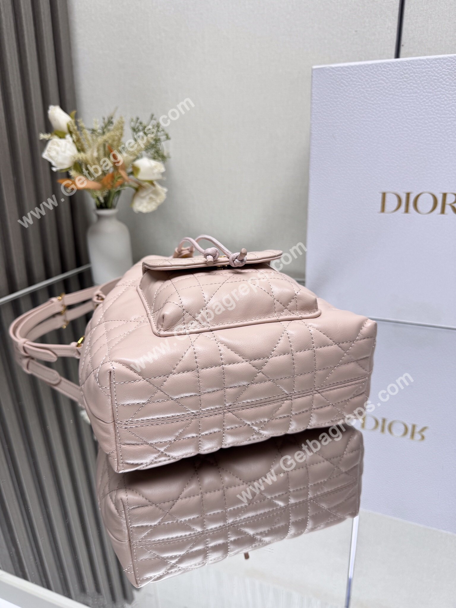 Large Dior Caro Bucket Bag Pink