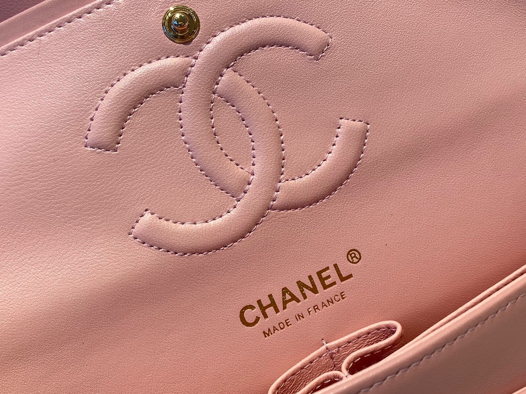 Limited Edition Chanel Classic Flap 17CM 20Cm 25CM Sheepskin Shoulder Bag High End Pink With Gold