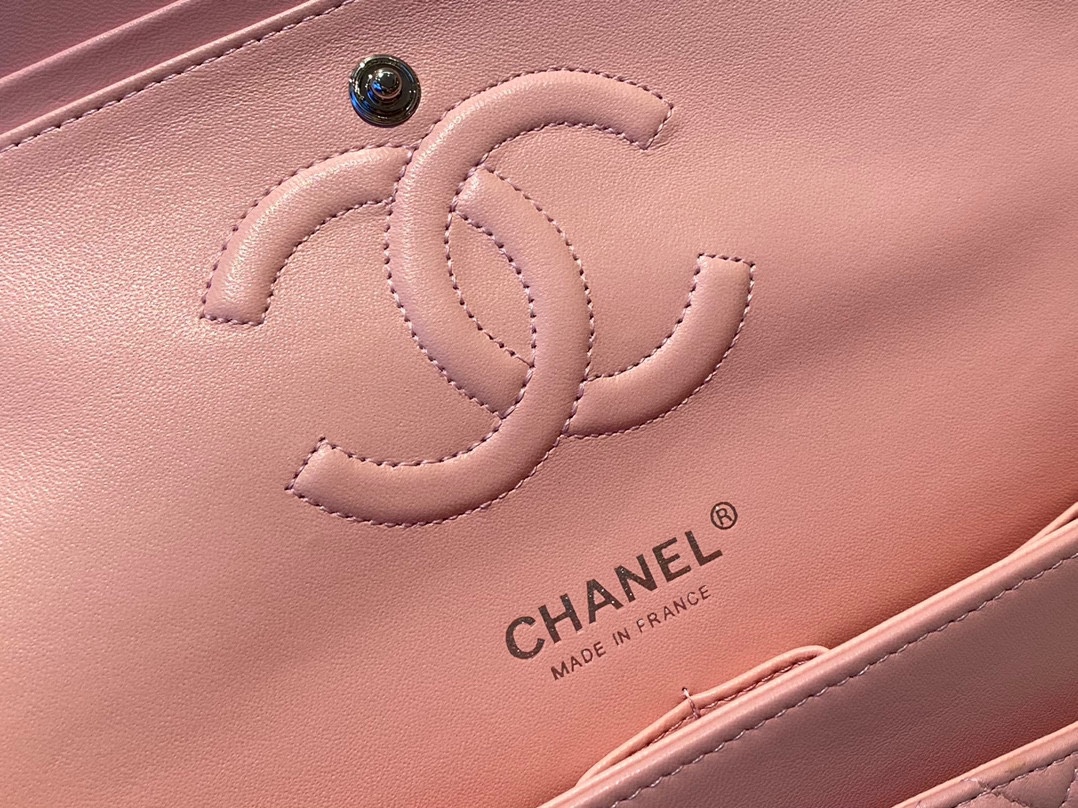 Limited Edition Chanel Classic Flap 17CM 20Cm 25CM Sheepskin Shoulder Bag High End Pink With Sliver