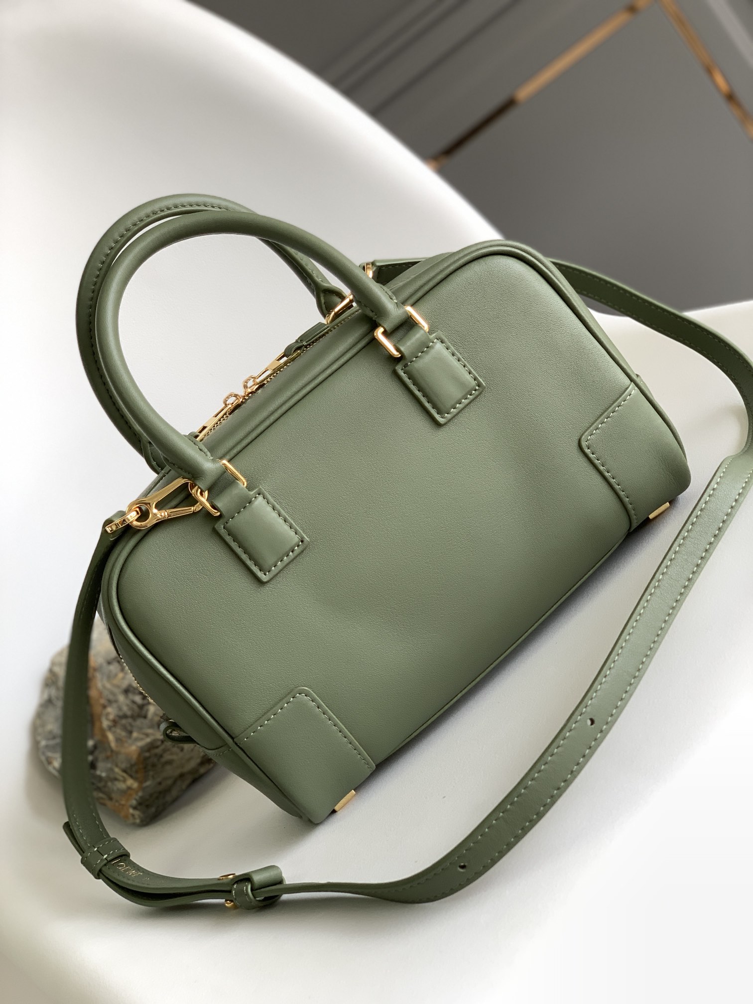 Loewe Amazona 19 Square Bag in Nappa Calfskin Green