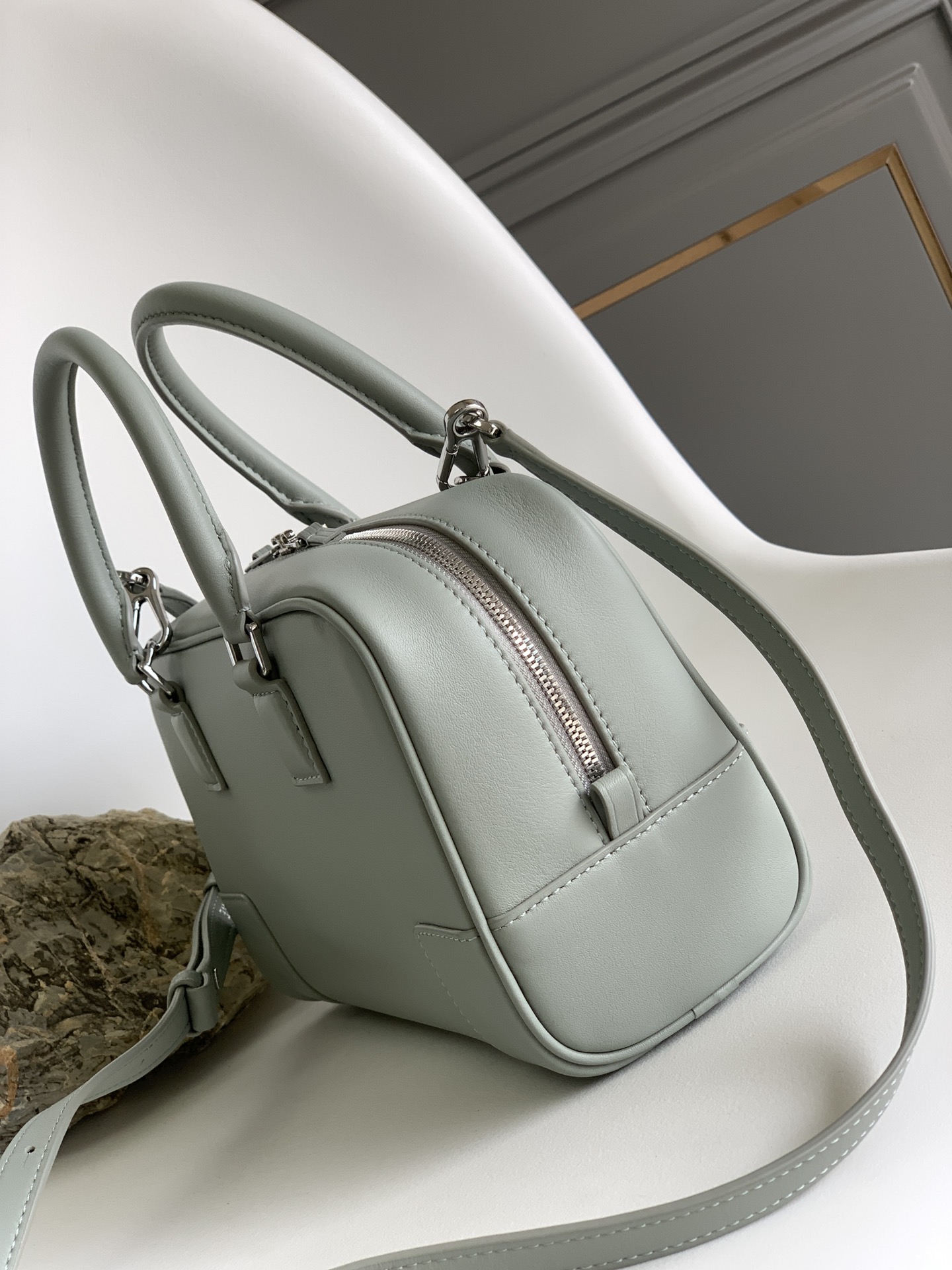 Loewe Amazona 19 Square Bag in Nappa Calfskin Light Gray