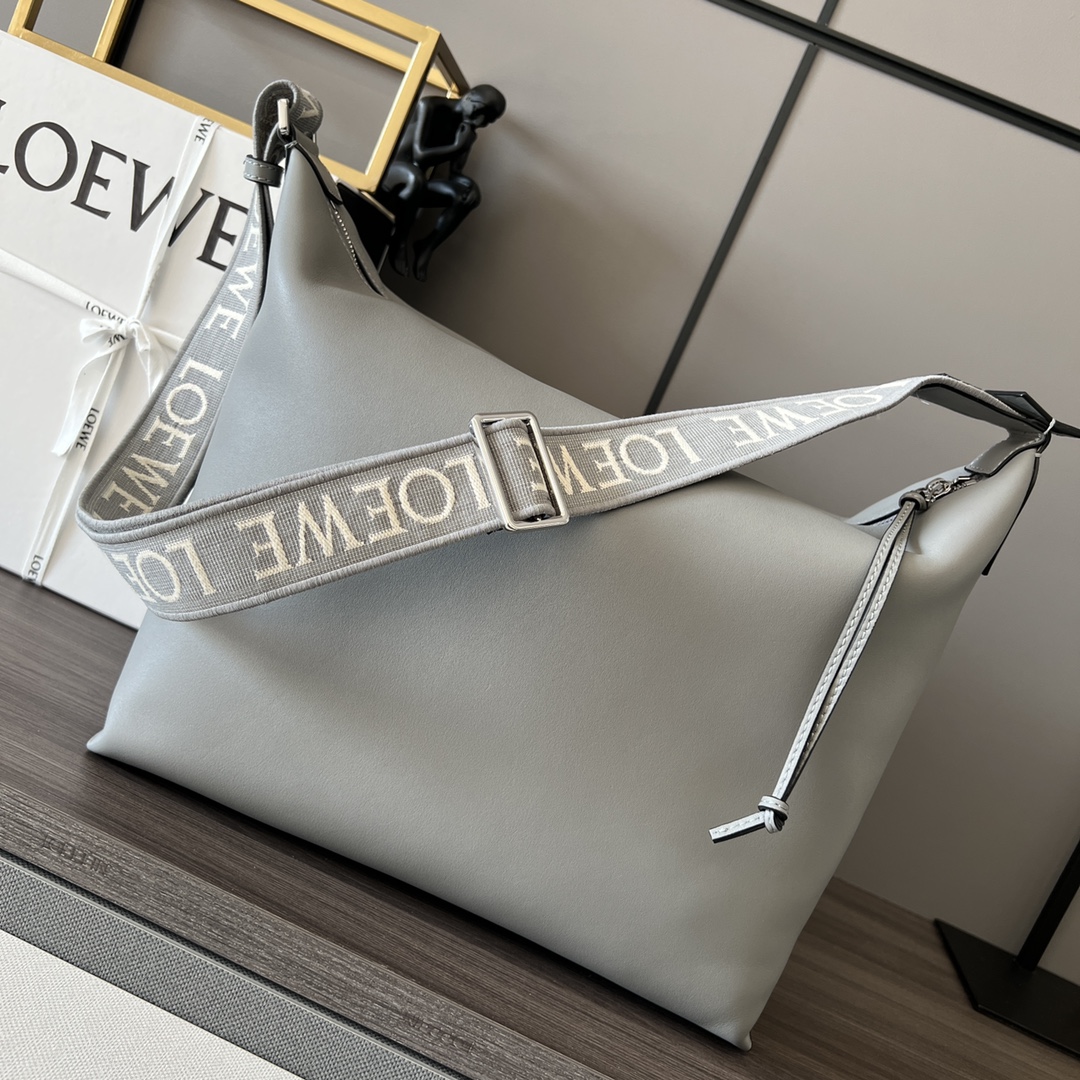 Loewe Cubi Crossbody bag in Supple Smooth Calfskin and Jacquard Gray