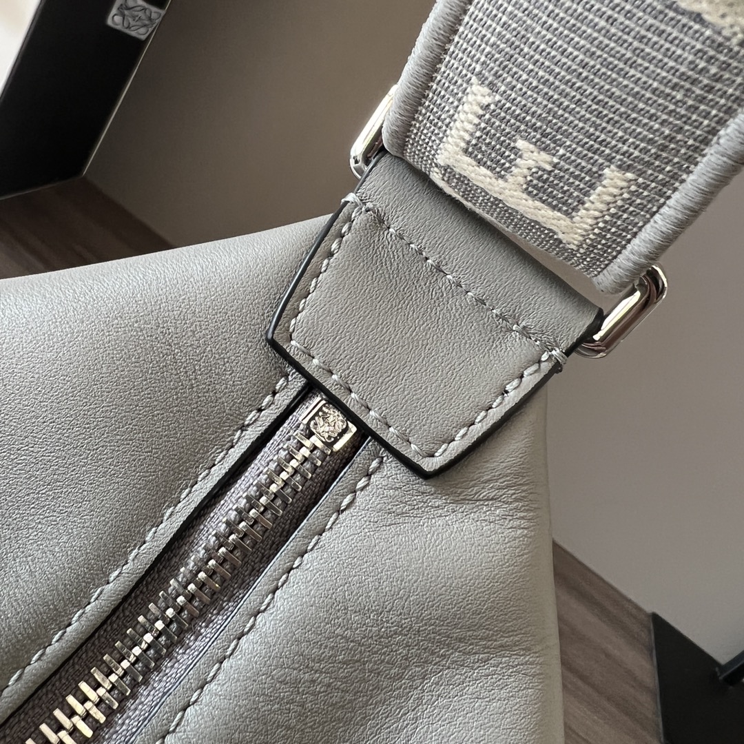 Loewe Cubi Crossbody bag in Supple Smooth Calfskin and Jacquard Gray